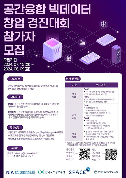 공간융합 빅데이터 창업 경진대회 참가자 모집